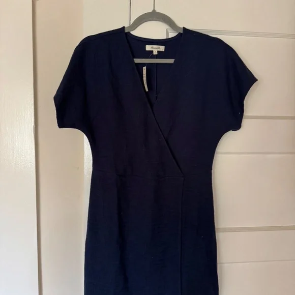 Madewell Cross-front Flutter-sleeve Mini Dress - Dark Nightfall - Picture 2 of 3